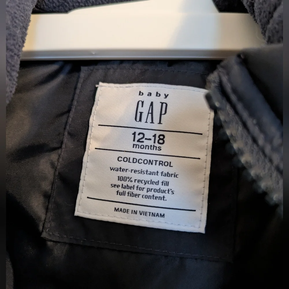 Baby Gap Navy Blue Waterproof Puffer Vest for 12-18 Months